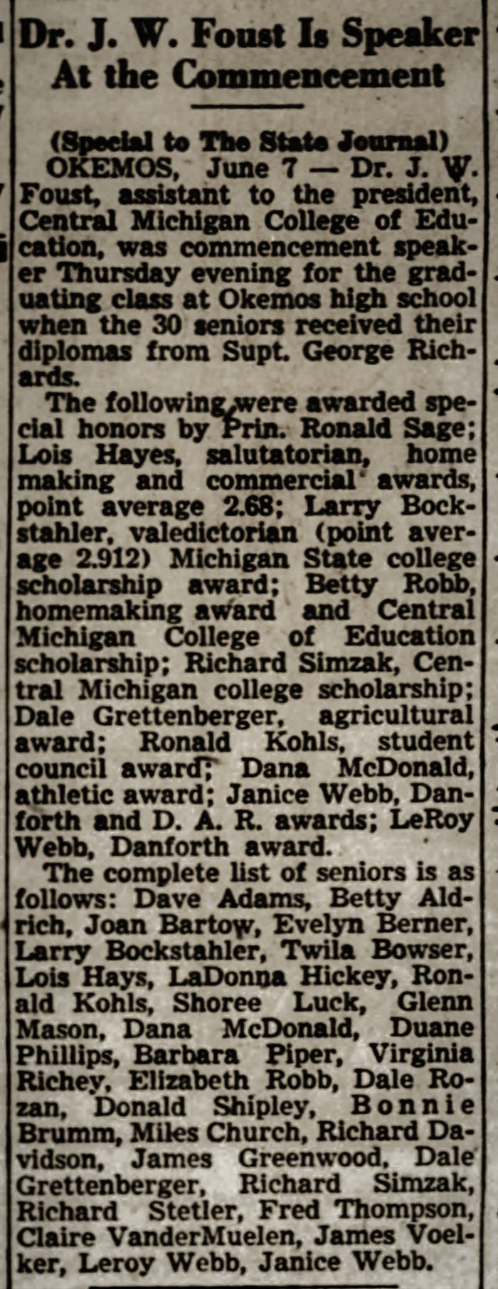Lansing State Journal June 3, 1952